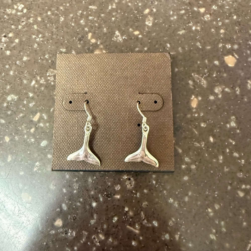 Silver Whale Tail Earrings